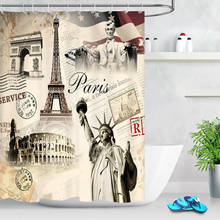 Paris Eiffel Tower Newspaper Waterproof Fabric Shower Curtain Set Bathroom Liner 2024 - buy cheap