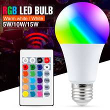 5W 10W 15W E27 Smart Lamp Bulb Dimmable AC 85-265V LED Light Bulb Dynamic Lighting Mode RGB RGBW RGBWW Bulbs With Remote Control 2024 - купить недорого