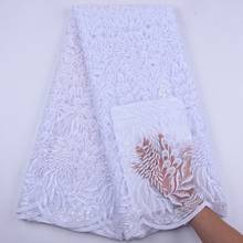 Tela de encaje africano blanco puro 2020, tela de encaje de tul nigeriano de alta calidad, bordado de novia, tela de encaje de red francesa S1905 2024 - compra barato