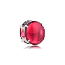 Fuchsia Rose Oval Cabochon Charms Fits Pandora Bracelet 925 Sterling Silver Beads DIY Jewelry Making Wholesale 2021 New 2024 - buy cheap