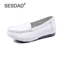 Zapatos de trabajo de piel auténtica para mujer, calzado antideslizante, cómodo, cojín de aire, cuña antideslizante, talla 34-41 2024 - compra barato