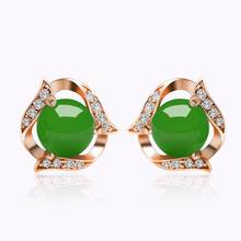 Natural Green Jade Stud Earrings 925 Silver Jadeite Chalcedony Amulet Fashion Charm Jewelry Gifts for Women Her 2024 - buy cheap