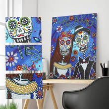 Pintura de diamantes 5D DIY, punto de cruz, personas, flores, forma especial, bordado de diamantes, Kits de calavera para pareja, decoración de la pared del hogar 2024 - compra barato