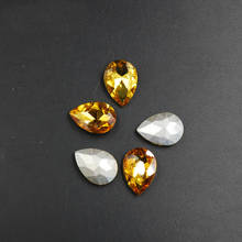 Topaz Color Droplet Shape Teardrop Fancy Stone Point back 4x6mm~20x30mm Glass Crystal Jewelry beads Necklace,Brooch making 2024 - buy cheap