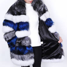 100% Real Fur Winter Coat Fox Jacket Ladies Warm Fashion Natural Fox Fur Coat Stand Collar Long Sleeve Leather Coat 2024 - buy cheap