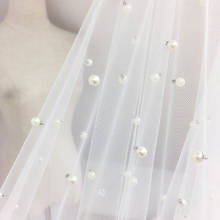 Мягкая сетка жемчуг бисером кружевной материал для свадьбы Veill Ткань Детская кукла платье скатерть-занавеска аксессуары для шитья 2024 - купить недорого