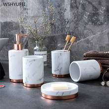 Light luxury Ceramic imitation marble Bathroom Accessory Set Kitchen Washing Tools Tooth Mug Soap Household wash Supplies 2024 - buy cheap