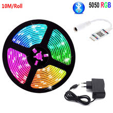 Bluetooth led luzes de tira rgb 5050 fita flexível rgb led luz 5m 10m festa de férias fita música sincronização controlador bluetooth 2024 - compre barato