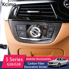 Kcimo Carbon fiber Sticker For BMW 5 Series G30 G31 2018 2019 Car Interior Headlight Button Frame Trim Accessories 2024 - buy cheap