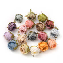 4cm Autumn colors bud White Rose Artificial Silk Flower Heads Wedding Decoration DIY Wreath Scrapbooking Craft Fake Flowers 2024 - купить недорого