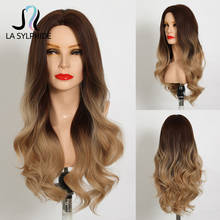 La Sylphide Synthetic Wig Light Brown Ombre Light Blonde Gold Middle Part False Hair Wigs for Woman Daily Use Heat Resistant Wig 2024 - buy cheap