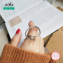 Real 925 anéis de prata esterlina para mulheres luxo geométrico torcido aberto ajustável anel senhoras moda jóias 2020 2024 - compre barato