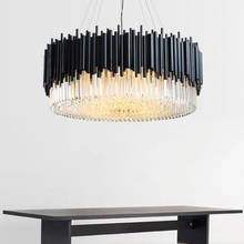 Candelabro de cristal de lujo moderno para sala de estar, lámparas LED colgantes negras para comedor, iluminación del hogar 2024 - compra barato