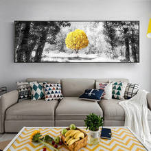 Tela de impressão moderna preto e branco, pássaro, árvore, paisagem, quadros, arte de parede, decoração de casa para sala de estar 2024 - compre barato
