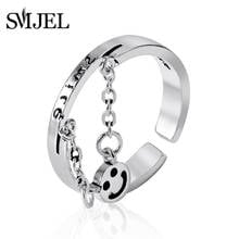 Винтажные открытые кольца с кисточкой и улыбающимся лицом, обручальное кольцо для женщин и пар, серебряные ювелирные изделия, подарки с надписью Keep Smile 2024 - купить недорого