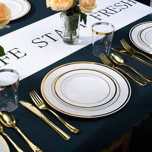 Одноразовые столовые приборы с золотым ободком для дома и жизни, набор свадебных буфетов для 15 гостей 2024 - купить недорого