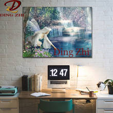 Natural landscape 5D Diamond Painting Elf Girl Waterfall Tree Flower DIY Embroidery Full Square Round Drill Mosaic Cross Stitch 2024 - buy cheap