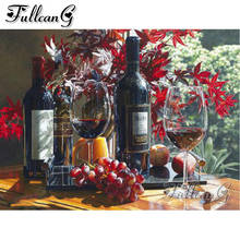 FULLCANG Red wine fruit diy 5d mosaic diamond painting full square round drill rhinestone embroidery sale home decor FC3200 2024 - buy cheap