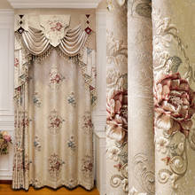 Cortina de pano para sala de estar e quarto, arte em tecido com alta precisão, três dimensional, alívio, cortina europeia 2024 - compre barato