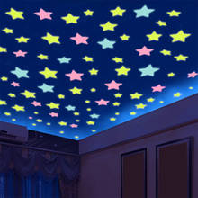 Adesivos de parede luminosos com estrela 3d, adesivos que brilham no escuro para decoração de casa, quarto, quarto, papel de parede fluorescente, 50/100 peças 2024 - compre barato