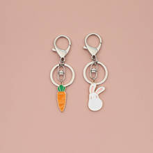 Cartoon Rabbit Bunny Carrot Keychain Cute Rabbit Bunny Car Keyring Charm Bag Pendant Fashion Carrot Metal KeyChains Trinket Gift 2024 - buy cheap