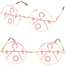 Frame Da Mola Da Dobradiça de ouro Retro Rodada Óculos de Leitura Multifocal Progressiva + 0.75 + 2 1 + 1.25 + 1.5 + 1.75 + + 2.25 + 2.5 + 2.75 A + 4 2024 - compre barato