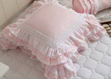 1pcs Industrial Embroidery white Cushion Cover ruffle Lace Flounced Satin Pure Cotton pink Pillow Cover Pillow HM-01CS 2024 - buy cheap