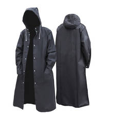 Preto moda adulto impermeável longo casaco de chuva com capuz para caminhadas ao ar livre viagens pesca escalada engrossado 2024 - compre barato