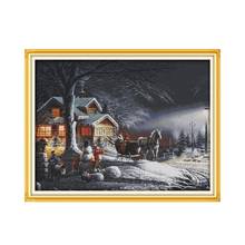 Winter snow cross stitch kit 18ct 14ct 11ct count printed canvas stitching embroidery DIY handmade needlework 2024 - buy cheap