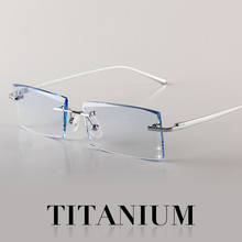 Óculos masculino sem aro de titânio, óculos de prescrição para miopia personalizada hipermetropia progressiva ti óculos ópticos 2024 - compre barato