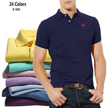 Camisa polo casual masculina, 100% algodão, de alta qualidade, manga curta, bordado, marca de moda, camisa masculina 2024 - compre barato