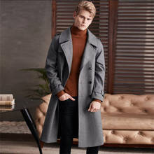 Мужское шерстяное пальто, серое, черное, в британском стиле, свободное, длинное, зимнее, 2021 2024 - купить недорого