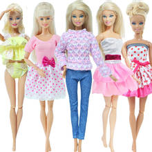 Traje de baño de princesa rosa para muñeca Barbie, conjunto de 5 trajes variados, blusa, camisa y pantalones, ropa informal a la moda, accesorios para muñecas Barbie 2024 - compra barato
