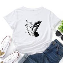 Musical Notes Graphic T Shirts Women O-neck Casual Cotton Short-sleeved T-shirt Women Black White Personalized Tshirt Women 2024 - buy cheap