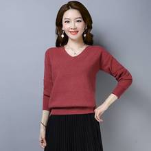 New Fashion 2021 Women Autumn Winter  Brand V-Neck Sweater Pullovers Warm Knitted Sweaters Pullover Lady 2024 - buy cheap