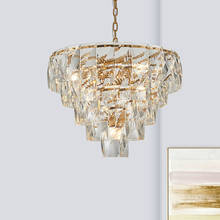 Luxury Modern Lustre Clear K9 Crystal E14 Led Pendant Lights Gold Metal Hanging Lamp Fixtures Chain Hanging Led Pendant Lamp 2024 - buy cheap