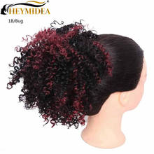 Extensões de cabelo sintético afro curto, coque de cabelo encaracolado natural, rabo de cavalo, 8 unidades, para mulheres negras 2024 - compre barato
