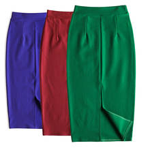 Spring Autumn Women's Skirt Korean Style Slit Solid Color High Waist Skirt New Commuter Elastic Slim Thin Female Skirts GX569 2024 - buy cheap