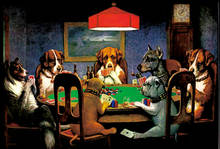Cães poker qualidade-cães jogando poker poster de seda vintage pintura de parede 24x36inch 2024 - compre barato