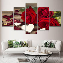 Printed Canvas Painting Wall Art 5 Panel Beautiful Roses Cuadros Decoration Painting Modular Pictures On The Hall Wall Framework 2024 - buy cheap