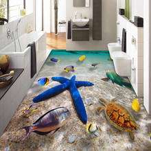 Фото обои для пола стены на заказ 3D подводный мир Морская звезда спальня ванная комната пол росписи ПВХ самоклеющиеся обои водонепроницаемые 2024 - купить недорого