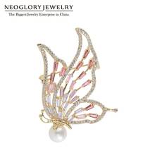 Neoglory Luxury Cute Butterfly Brooches For Women 2020 High Quality Shell pearl and Cubic Zircon Animal Pins Gift For Mother 2024 - buy cheap