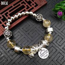 Blond crystal lotus pendant handmade silver simple couple bracelet New s925 pure silver fashion woman bracelet 2024 - buy cheap