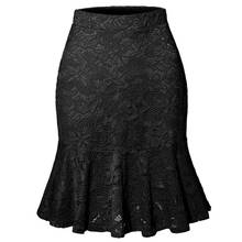 Falda de encaje de cintura alta para mujer, faldas formales de trabajo de dama, color negro vino tinto, moda de verano, 2020 2024 - compra barato