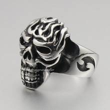 Fire Skull Ring 316L Stainless Steel Mens Biker Rock Punk Ring B026 2024 - buy cheap