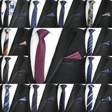 Conjunto de gravatas finas masculinas, 27 cores, 6cm, de poliéster, seda, bolso, quadrados, listras, gravata estreita, hanky, homens, casamento, festa, casamento 2024 - compre barato