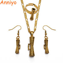 Anniyo Drum & Turtle Papua New Guinea Pendant Necklaces Earrings Ring Tortoise for Women Sea Turtle Jewelry Sets #217806 2024 - buy cheap