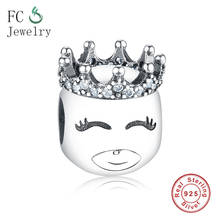 Cute Princess with Crown Charm Bead CZ 925 Sterling Silver Fit Original Charms Bracelet Jewelry Making Women Berloque 2024 - buy cheap