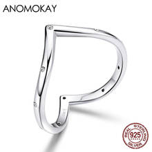 Anomokay 100% 925 Sterling Silver Heart Rings for Women White CZ Minimalist Simple Finger Ring for Wedding Engagement Jewelry 2024 - buy cheap