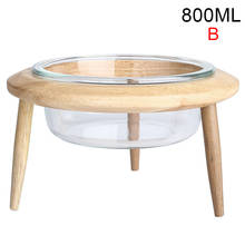 Adjustable Raised Pet Glass Bowl with Wooden Stand for Cat and Dog No Spill Pet Food Water Feeding Bowls MAZI888 2024 - buy cheap